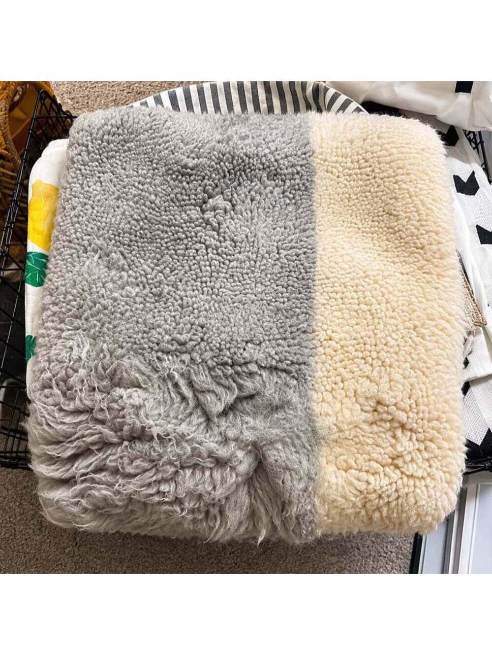 20x20 West Elm Colorblock Shag Pillow Cover